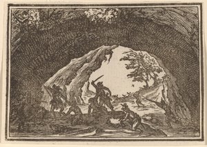 Żołnierze atakujący złodziei autorstwa Edouard Eckman after Jacques Callot