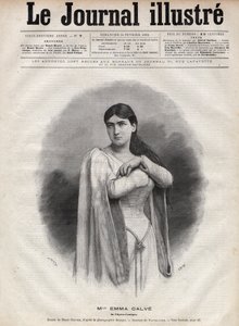 Portret Emmy Calve (Rosa Noemie Emma Calvet de Roquet, dit) (1858-1942), francuski sopran - Grawerowanie autorstwa Navelliera w „The Illustrous Journal” z 1892 roku