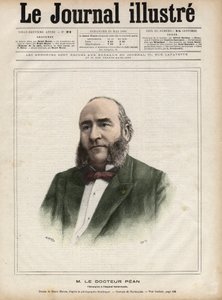Portret Julesa Emile (Jules-Emile) Peana (1830-1898), francuskiego chirurga - Grawerowanie autorstwa Navelliera w „The Illustrous Diary” z 1892 roku