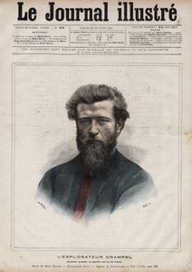Portret Paula Crampela (1864-1891), francuskiego badacza Afryki Środkowej - Grawerowanie autorstwa Navelliera w „The Illustrous Diary” z 1891 roku