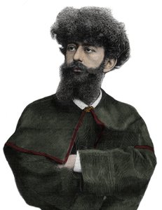 Sar Merodack Josephin Peladan, pseudonim Josephin Peladan (1858-1918) francuski pisarz i okultysta - Grawerowanie autorstwa Navelliera w „The Illustrous Journal” z 1892 roku