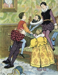 Król Francji Henryk IV bawi się ze swoimi dziećmi (1553-1610) Ilustracja Edouarda Ziera w „Nos-Gloriers-Nationales”” 1920 Kolekcja privee autorstwa Edouard Francois Zier