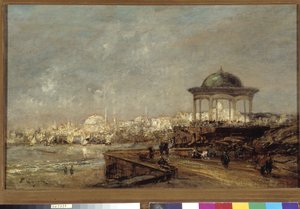 Kiosk w Stambule w Stambule (Konstantynopol) w Turcji Obraz Edouarda Jacquesa Dufeu (1840-1900) Obowiązkowa wzmianka: Collection fondation faith de Provence, Marseille autorstwa Edouard Jacques Dufeu