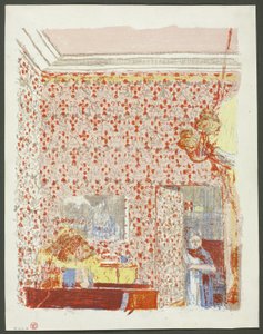 Wnętrze z różową tapetą I, płyta piąta z Krajobrazy i wnętrza autorstwa Édouard Jean Vuillard