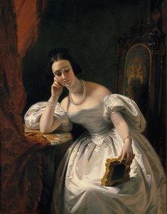 Młoda dziewczyna z portretem, ca. 1840.