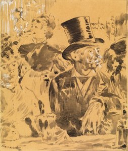 At the Cafe, ok. 1880 r. (pranie i chiński biały na papierze) autorstwa Édouard Manet