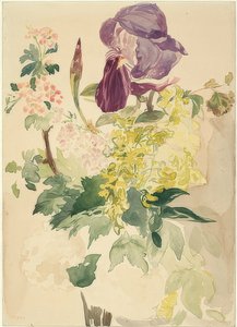 Kawałek kwiatu z irysem, złonem i geranium. 1880 autorstwa Édouard Manet