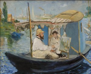 Claude Monet malujący w swojej łodzi-pracowni autorstwa Édouard Manet