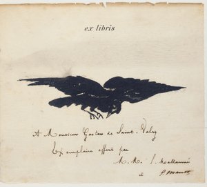 Ekslibris z litografią Edouarda Maneta dla zilustrowania: Edgar Allen POE. Kruk. Kruk. Tłumaczenie: Stéphane Mallarmé z ilustracjami Edouarda Maneta autorstwa Édouard Manet