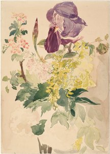 Kawałek kwiatu z irysem, złotemem i geranium, 1880 autorstwa Édouard Manet