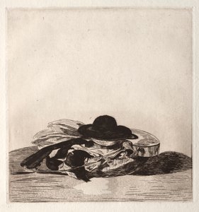 Frontyspis na edycję akwafort: kapelusz i gitara autorstwa Édouard Manet