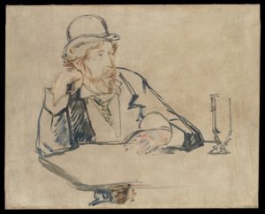 George Moore (1852-1933) w kawiarni autorstwa Édouard Manet