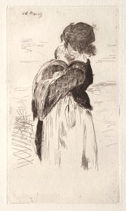 Mała dziewczynka trzyma dziecko. autorstwa Édouard Manet