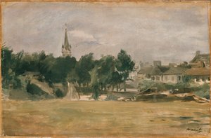 Krajobraz z wiejskim kościołem, początek lat 70. XIX w. autorstwa Édouard Manet