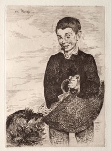 Dzieciak z psem, z torbą na zakupy autorstwa Édouard Manet