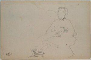 Manet - Szkic siedzącej kobiety (liść ze szkicownika), ok. 1864-1868 autorstwa Édouard Manet