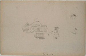 Manet - Szkic kobiety siedzącej na ławce i dziecka stojącego w pobliżu (liść ze szkicownika), ok. 1864-1868 r. autorstwa Édouard Manet