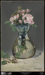 Róże mchowe w wazonie autorstwa Édouard Manet