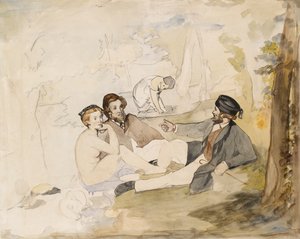 Piknik w Drewnianym Śniadaniu na Trawie, 1862-1863. autorstwa Édouard Manet