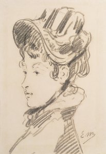 Portret Madame Jules Guillemet, ok. 1880 (czarna kreda) autorstwa Édouard Manet