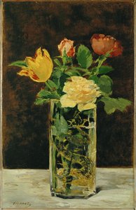 Róża i tulipan (olej na płótnie) autorstwa Edouard Manet