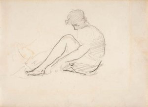 Siedząca kobieta (lekki szkic głowy mężczyzny) autorstwa Édouard Manet