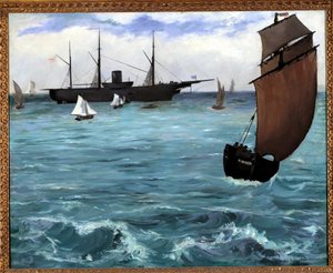 Amerykański statek Kearsarge ma obraz Boulogne sur mer autorstwa Edouarda Maneta (1832-1883) 1864. Zbiory prywatne autorstwa Édouard Manet