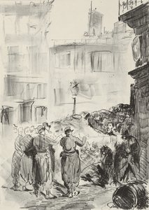 Barykada, 1871, druk 1884 autorstwa Édouard Manet