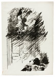 Kruk na popiersiu Pallasa („Umieszczony na popiersiu Pallasa...”), z filmu Kruk (Le Corbeau) autorstwa Édouard Manet