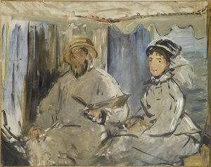 Malarz Monet w swoim atelier, 1874 autorstwa Édouard Manet