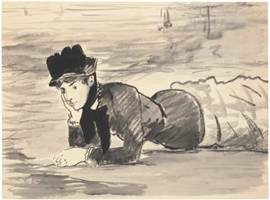 Kobieta leżąc na plaży. Annabel Lee, ok. 1881 autorstwa Édouard Manet