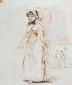 Kobieta odprowadzenie z otwartym parasolem; Kobieta na spacerze trzymająca otwarty parasol, 1880 autorstwa Édouard Manet