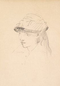 Młoda dziewczyna w okrągłym kapeluszu, 1878-79 (grafit na papierze) autorstwa Édouard Manet