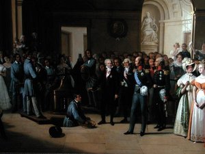 Wizyta cara Aleksandra I (1777-1825) w paryskim hotelu La Monnaie 25 maja 1814 r.