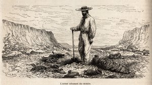 Paul Marcoy exhumant des mummies Incas (Bas Peru), rycina E.Riou ilustrująca podróż w góry, dolinę Huarancalqui i regiony Pjonal w latach 1862-1863, autorstwa Paula Marcoya, opublikowana w „Le tour du monde” ” 1875, pod redakcją Edou autorstwa Edouard Riou