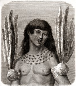 Portret Indianina Ticuna z Peru autorstwa Edouard Riou