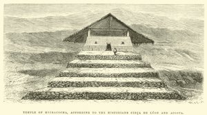 Świątynia Huiracocha według historyków Cieca de Leon i Acosta autorstwa Edouard Riou