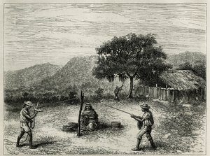 Produkcja cabuya, sznurka Fourcroya, niedaleko Cartago (Kolumbia), grawerowana przez Riou, ilustrująca historię Equinoxiale America autorstwa E.Andre, misja przydzielona przez rząd francuski, opublikowana w tour du monde, pod kierunkiem mi autorstwa Edouard Riou
