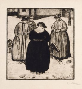 Wokół grobu; Wokół grobu (akwaforta i akwatinta) autorstwa Edouard Vallet