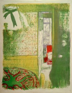 Wnętrze z wiszącą lampą autorstwa Edouard Vuillard