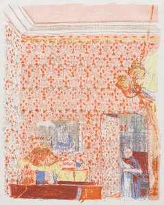 Wnętrze z różową tapetą I autorstwa Edouard Vuillard