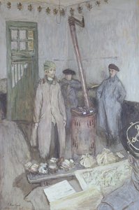 Przesłuchanie niemieckiego więźnia przez francuskiego oficera, 1917 r. autorstwa Edouard Vuillard