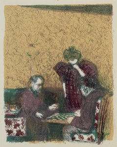 Partia Pań, z „Paysages et Interieurs”, wydana 1899 (kolor lito) autorstwa Edouard Vuillard