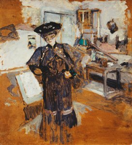 Dama w welonie, z rękami na biodrach; Dama z welonem, ręce na biodrach, c.1902-03 autorstwa Edouard Vuillard