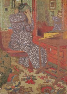 Madame Vuillard Układanie włosów, 1900 (tablica) autorstwa Edouard Vuillard