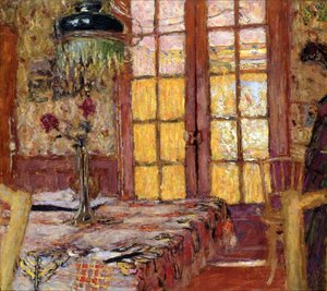 Madame Vuillard w jadalni, Vaucresson, ok. 1919-25 (olej na płycie) autorstwa Edouard Vuillard