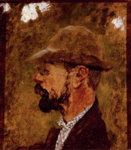 Portret malarza Henri de Toulouse Lautrec z profilu (olej na płótnie) autorstwa Edouard Vuillard