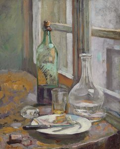 Martwa natura z butelką i dzbankiem; Martwa natura z butelką i karafką, ok. 1889-1890 autorstwa Edouard Vuillard