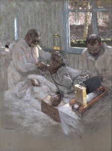 Kardiolog Henri Vaquez (1860-1936) i jego asystent, doktor Parvu, w la Pitie, ok. 1918-21 (pastel na papierze) autorstwa Edouard Vuillard