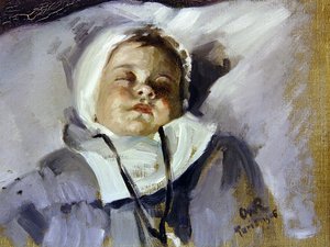 Śpiące dziecko autorstwa Henry Charles Fehr
